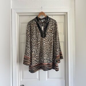 Chico’s Embellished Tunic Animal Print, Size 18